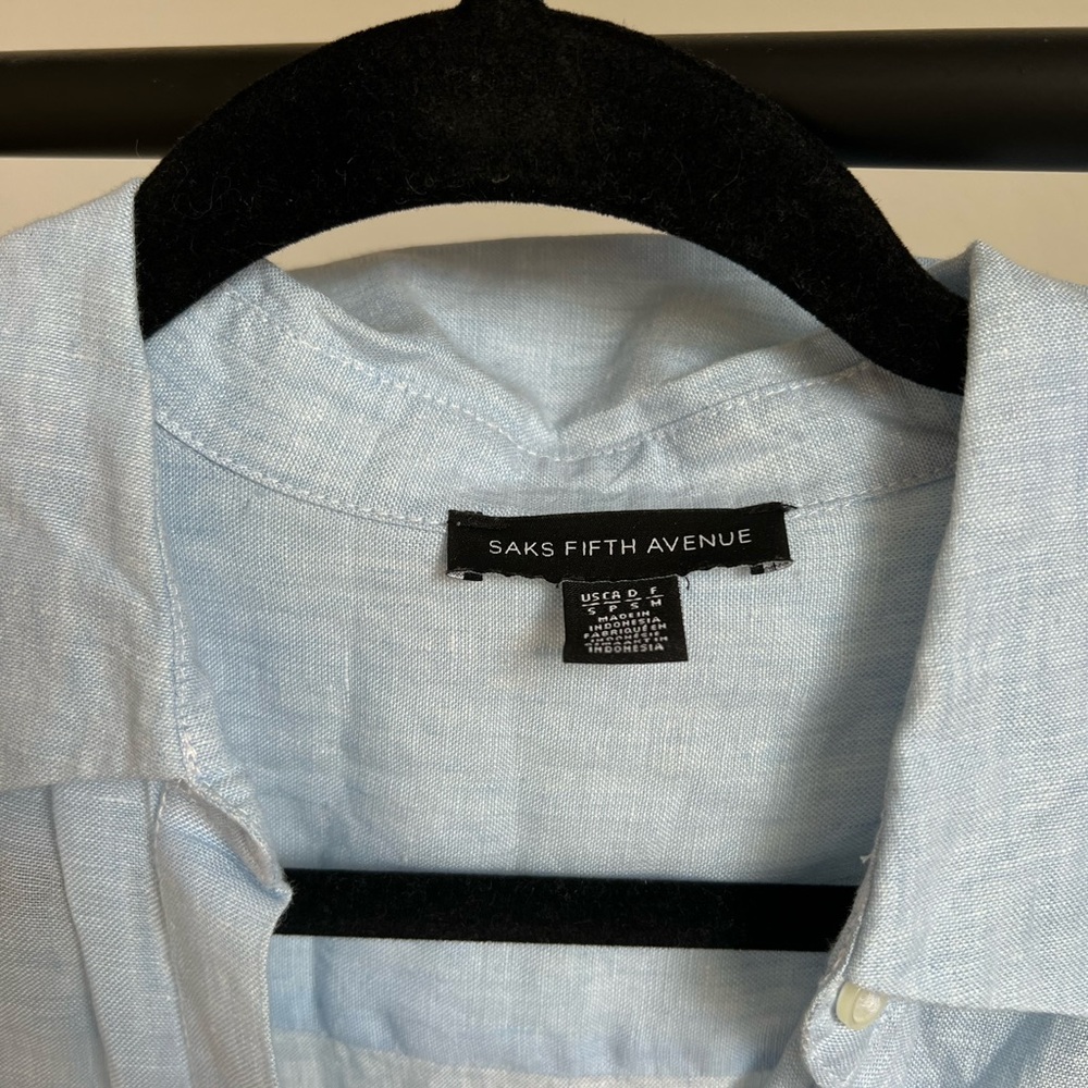 saks fifth ave-baby blue midi linen dress size small
